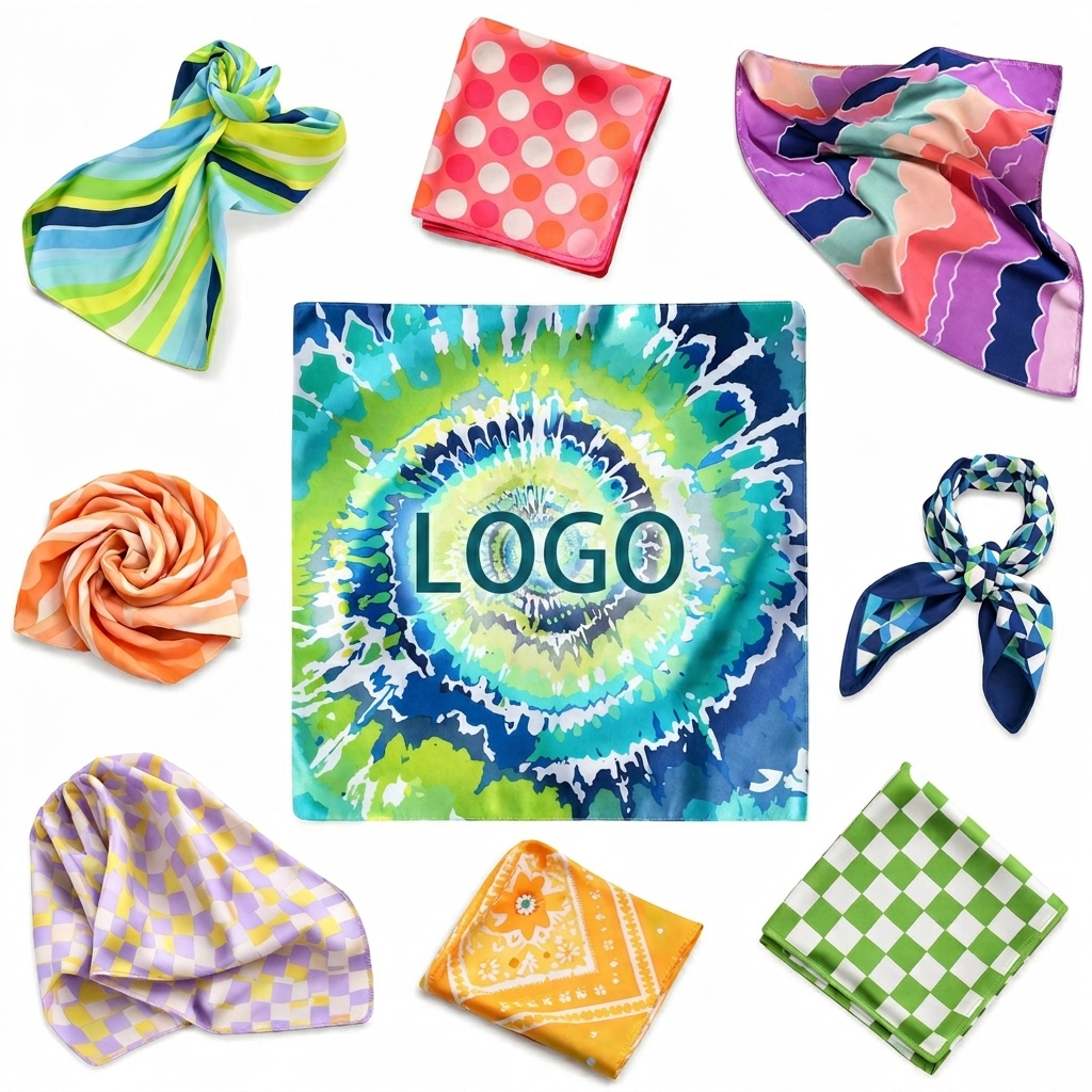 Multi-Patterned Square Kerchief Set - 6 Piece Assortment
