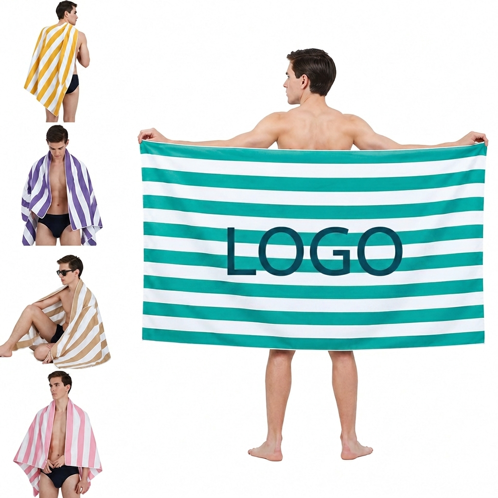 Classic Striped Cabana Beach Towel for Outdoor Branding