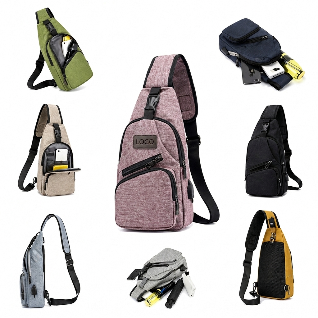 Crossbody Sling Pack with Integrated USB Charging Port