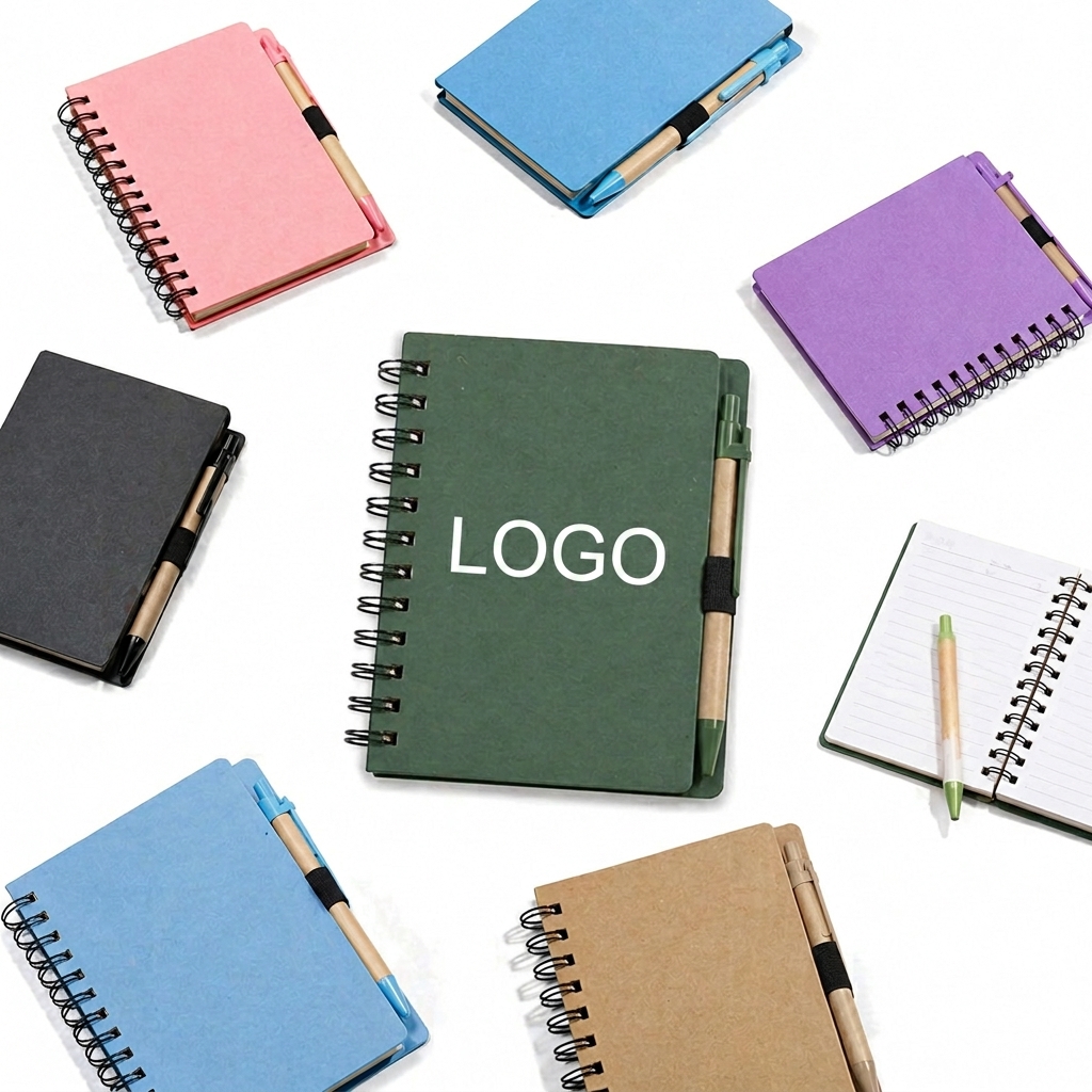 Sustainable Recycled Paper Spiral Journal with Integrated Pen Loop