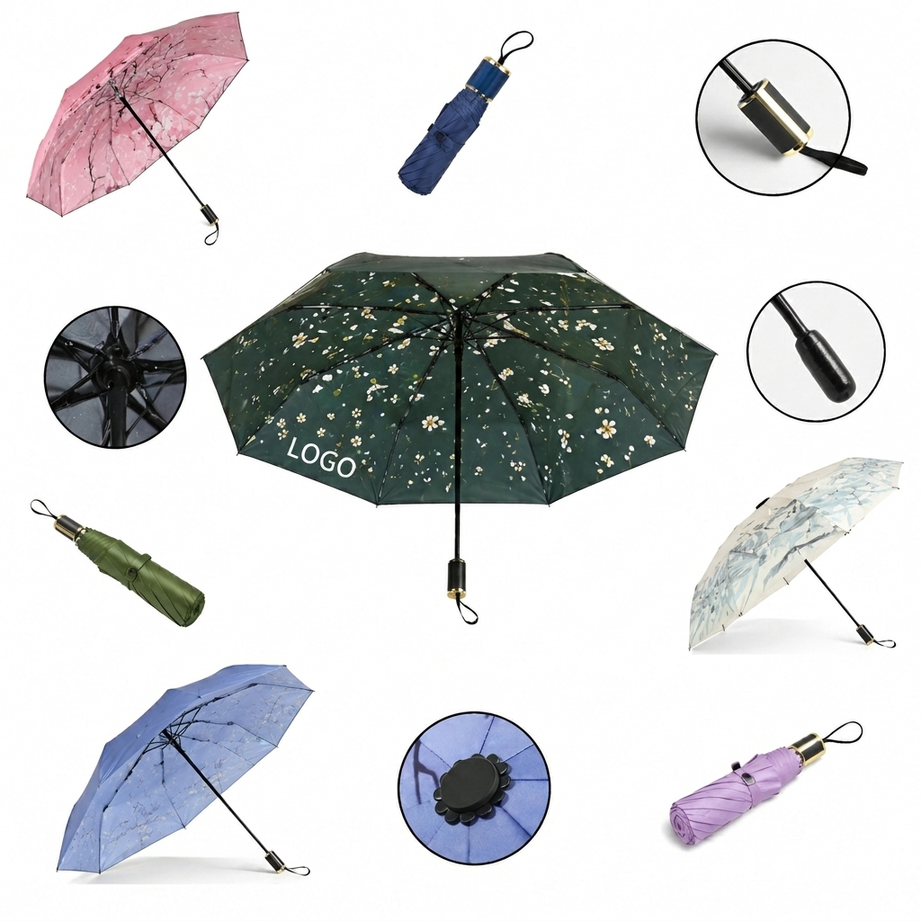 38-Inch Compact Travel Umbrella with Full-Canopy Digital Printing