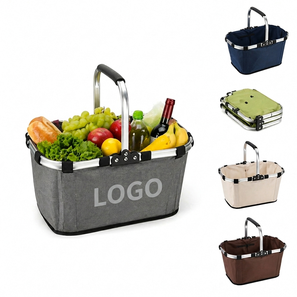 Collapsible Aluminum Frame Picnic Basket with Padded Handle