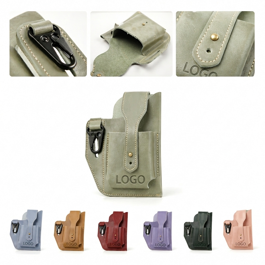 Men's Retro Style Waist Pouch with Carabiner