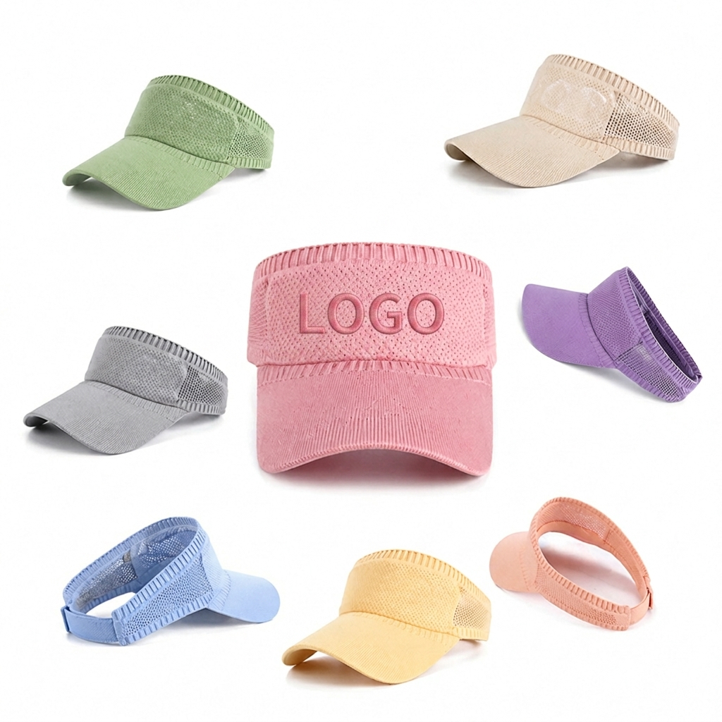Moisture-Wicking Knit Athletic Visor with Adjustable Hook-and-Loop Closure