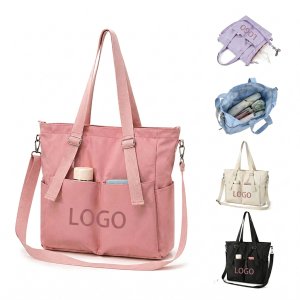 Durable Multi-Pocket Nylon Commuter Tote Bag