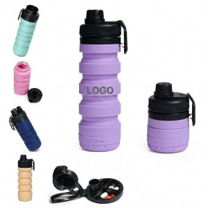 25 oz. Roll-Up Silicone Sports Bottle with Integrated Storage Cap