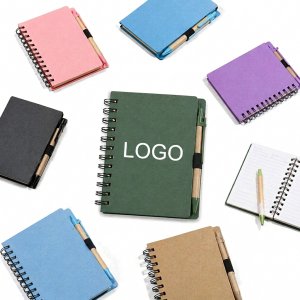 Sustainable Recycled Paper Spiral Journal with Integrated Pen Loop