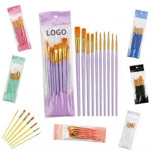 10-Piece Multi-Purpose Artist Brush Kit with Lightweight Handles