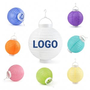 Cordless Illuminated 8-Inch Tissue Paper Lantern Set with Integrated Lighting