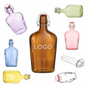 17 oz Glass Beverage Bottle with Secure Swing Top Closure