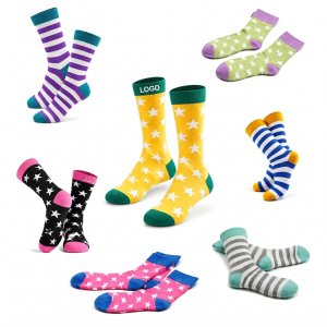 Multi-Pattern Athletic Crew Socks with Custom Branding Area