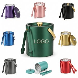 Insulated Stainless Steel Ice Bucket with Lid and Matching Tongs - 3L