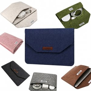 Dual-Compartment Felt Laptop Portfolio with Integrated Accessory Storage