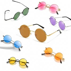 Vintage Round Frame Tinted Sunglasses with Metallic Finish
